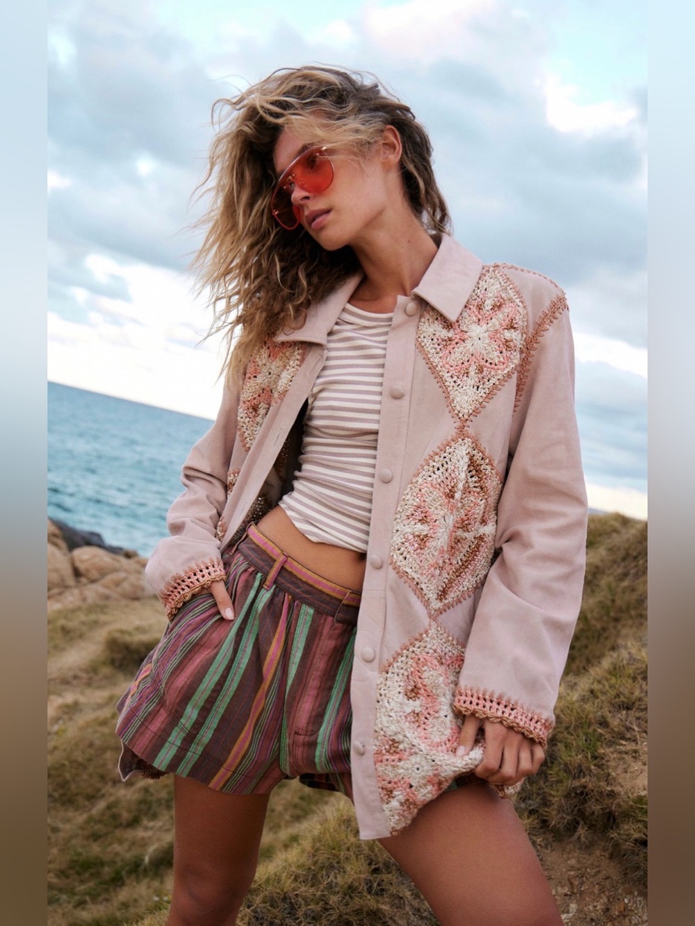 We The Free Corina Crochet Suede Jacket